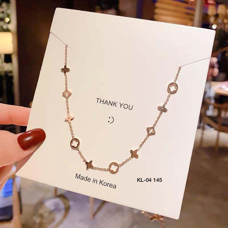 COD kalung wanita titanium anti karat/ kalung lv fancy keliling / kalung lv