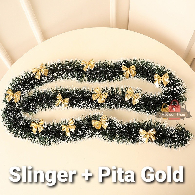 Slinger Natal Paket Pita Murah Dekorasi Natal Hiasan Garland Parsel