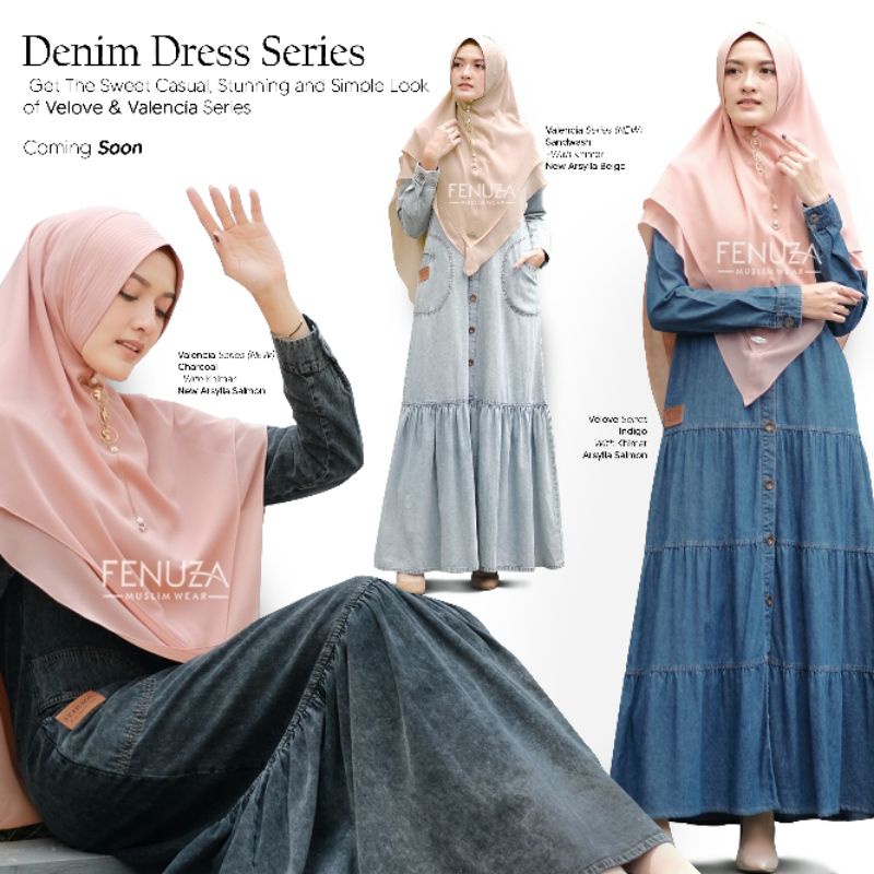 Gamis Jeans Denim Valencia Dress Busui Couple Denim Best Seller Original Fenuza
