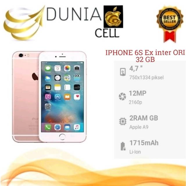IPHONE 6S 32GB SECOND Ex inter ORI MURAH (MULUS 98%)