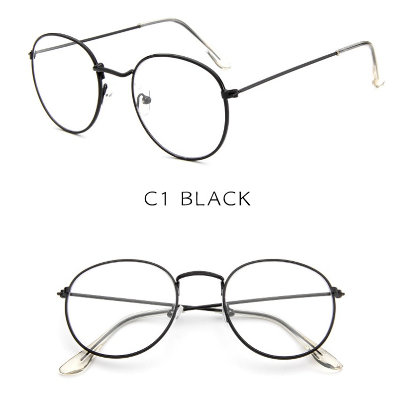 (YUZHU) Bayar di Tempat RB Gaya Retro Besi Frame Kacamata Wanita/Pria Small Eyeglasses Anti Radiation