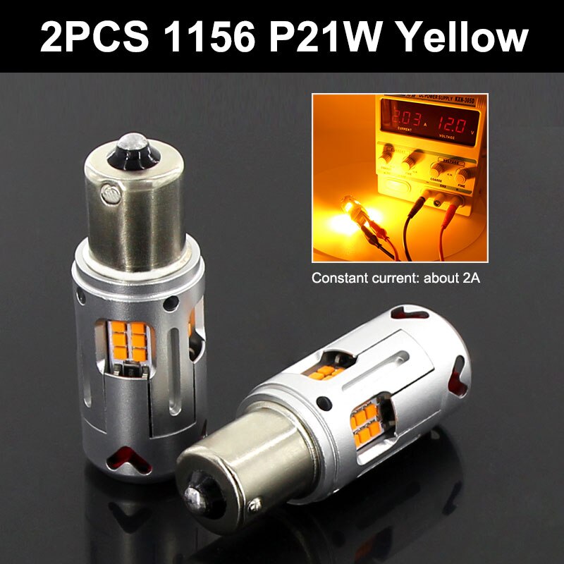 1 PC T20 7440 P21W LED Canbus PY21W Tidak Ada Kesalahan BA15S 1156 2400Lm BAU15S Tidak Ada Hyper Flash 12V Lampu Sein Super Kuning Terang