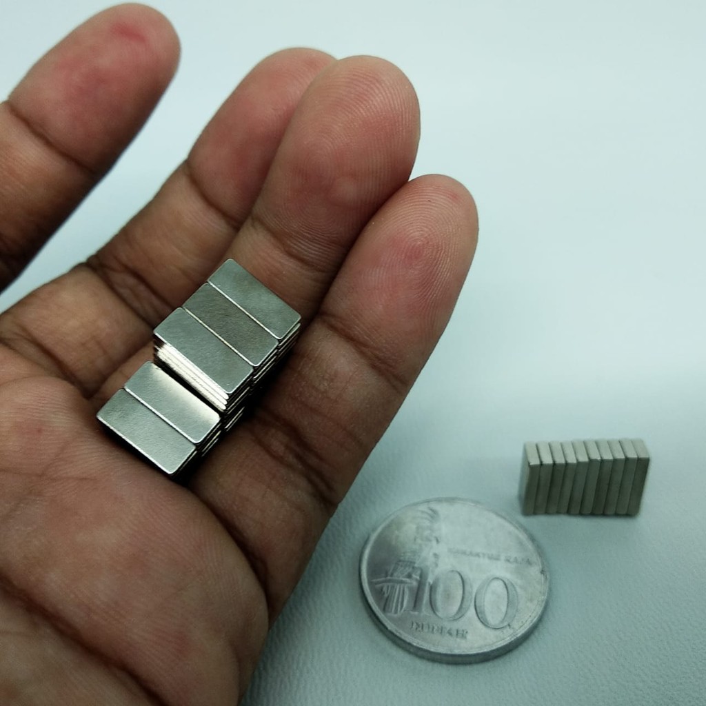 5 BIJI Magnet Silver Super Kuat Strong Neodymium kotak bar batang lempengan 10x4x1,5mm Permanen