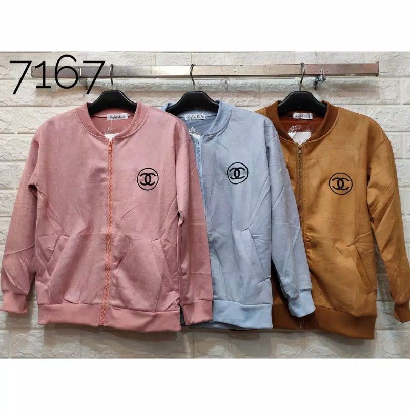 jaket suede import lv/ch wanita