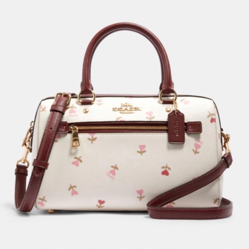 Coach Rowan Satchel With Heart Floral Print (C3243)