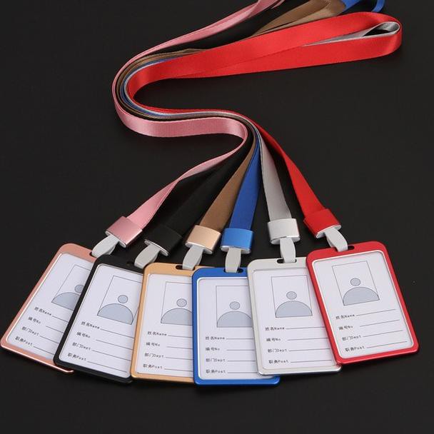 

Oa9Code Name Tag ID Card Holder Dada Kalung Id card Almunium Metal 2 sisi/2 kartu(ready)S5G3