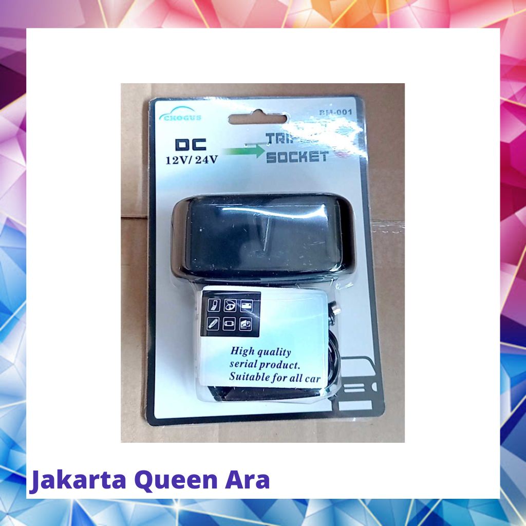 CHOGUS Car Charger Cigarette Splitter 3 Socket 12V 5A - BM-00