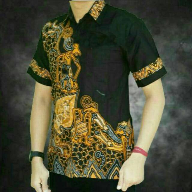 Produsen Batik Pekalongan Sh1181 A Hitam Kuning Gold Hem Batik Pria Pendek Premium Besar Xxxl DGgYXAi5XA0ED