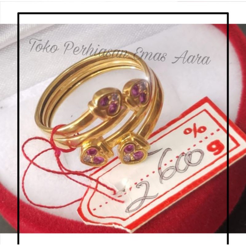 Cincin Emas 375 Spiral Waru Mata Pink