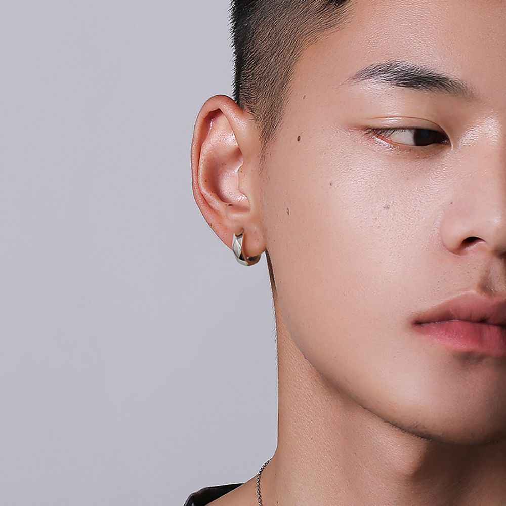 Needway  Simple Men Hoop Earring Geometry Alloy Circle Earring Trendy Punk Korean Personality Boy Hip Hop Fashion Jewelry