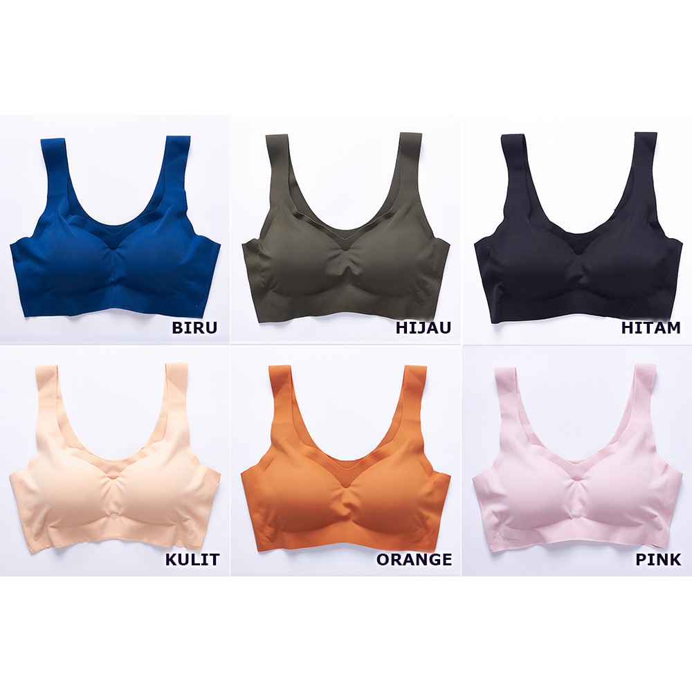 GO! 016 SPORT BRA SEAMLESS WANITA BH CEWEK ANTI NYEPLAK TANPA JAHITAN SIZE S / M / L / XL COD