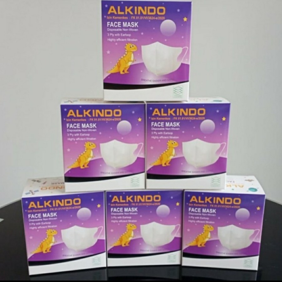 masker duckbill alkindo 1box isi 50pcs premium - anak putih