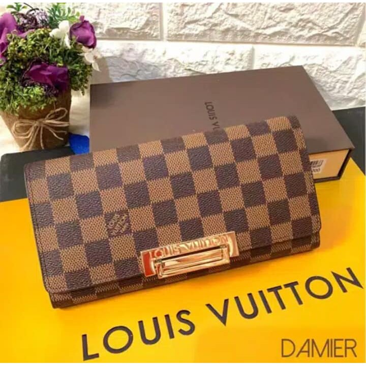 Dompet lv  Wanita Import Premium / Dompet Lipat Wanita Bahan Tebal Bisa COD