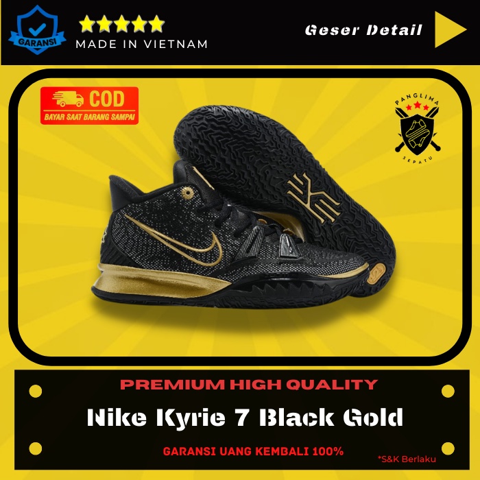 Sepatu Nike Kyrie 7 Black Gold Sneakers Pria Sneaker Olahraga Basket Cowok Import Premium Original