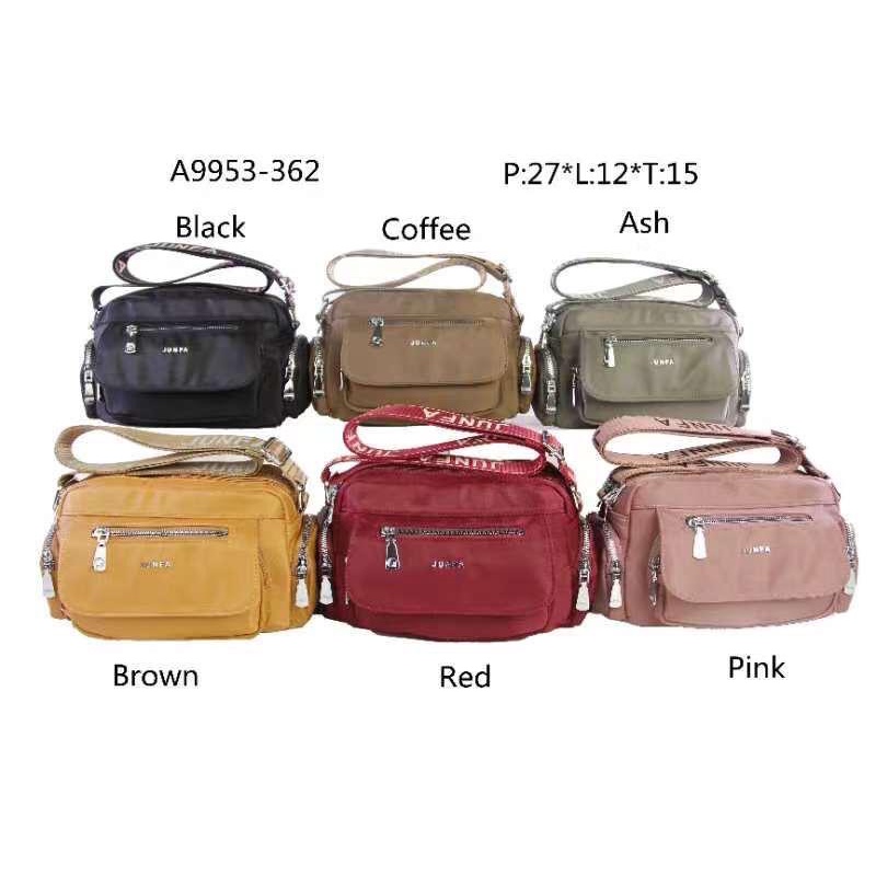 Tas selempang Junfa Bahan Parasut Terbaru. Size 27x12x15 cm. Tas Wanita Tas Selempang wanita Import Tas Junfa Import BEST SELLER TERBARU BISA BAYAR DITEMPAT.!!!!