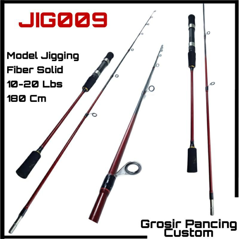 joran pancing jigging laut fiber solid ajiro redbass 165 180 198 cm murah kuat jig009