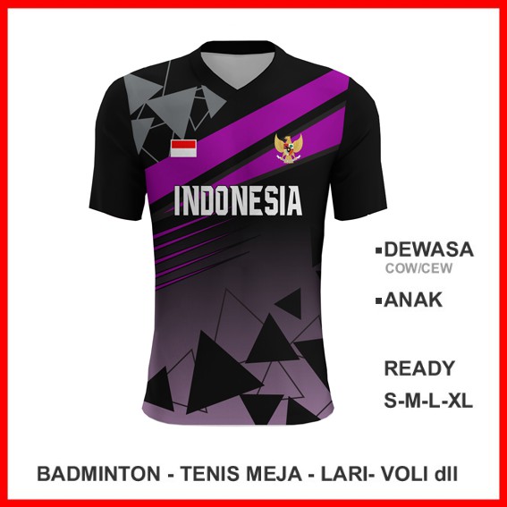 Baju Kaos Jersey Olahraga Badminton Pingpong Lari Volly 2019