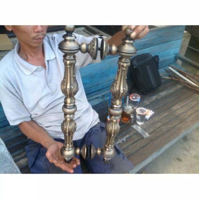 Handle Pintu Rumah Pagar Kuningan Antik Murah 55cm