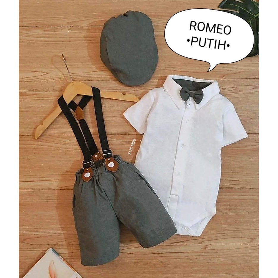 Jumper Anak Bayi Laki-laki / Setelan anak celana suspender  Motif Alex Free Dasi Dan Topi