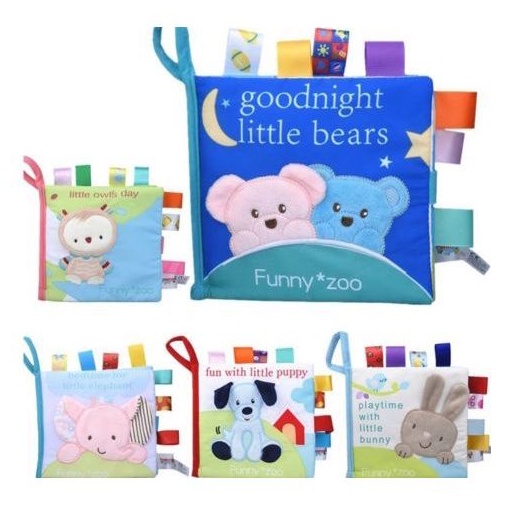 Mainan Edukasi Sensori Bayi Buku Kain Soft Cloth Book Warna Lembut 3D Rattle Montessori Buku Bantal Kerincingan Quiet Busy Book Newborn