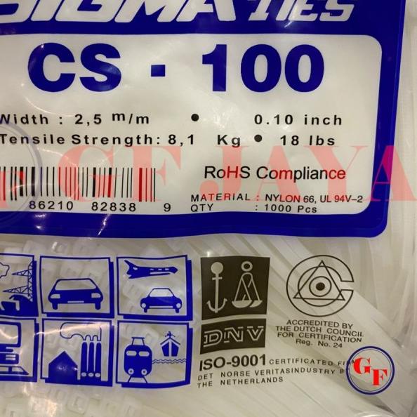 

♣ Kabel Ties / Tis Sigma CS 100 / 10cm / 10 cm Hitam / Putih CS100 1000 - Putih ♞