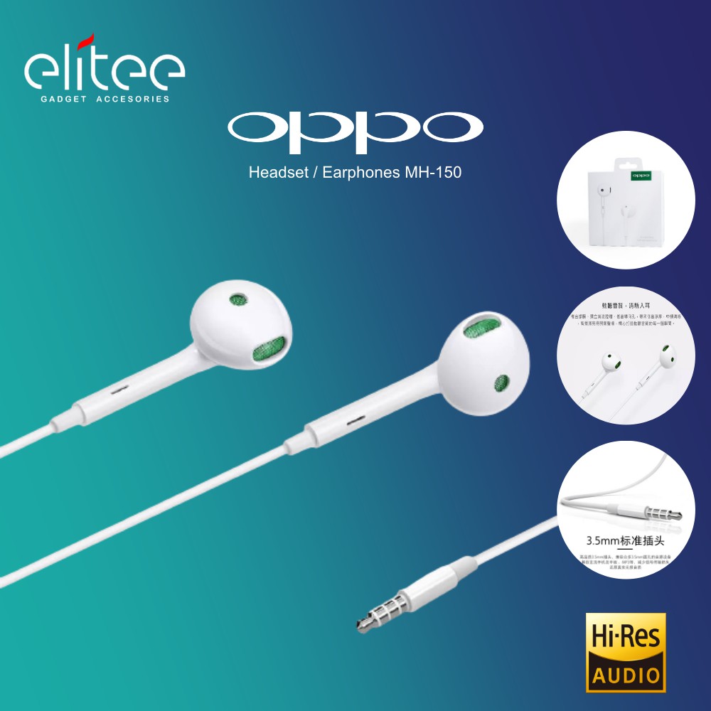 Headset Oppo MH150 3.5MM Original 100% Earphone Stereo Bass | Shopee