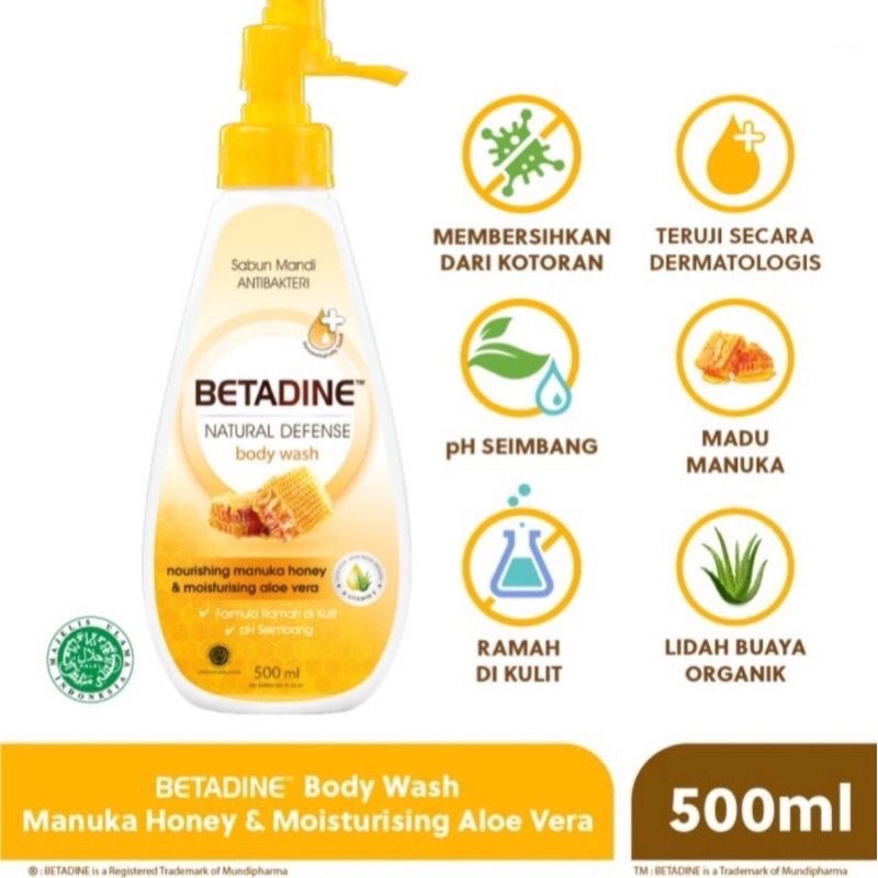 BETADINE NATURAL DEFENSE BODY WASH 500 ML