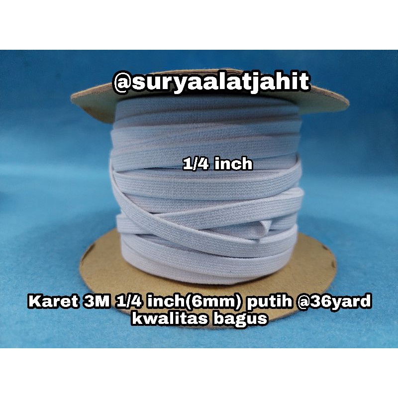 Karet 3Man 1/4in/6mm @36Y Putih terbagus =rp.64.750/1Rol