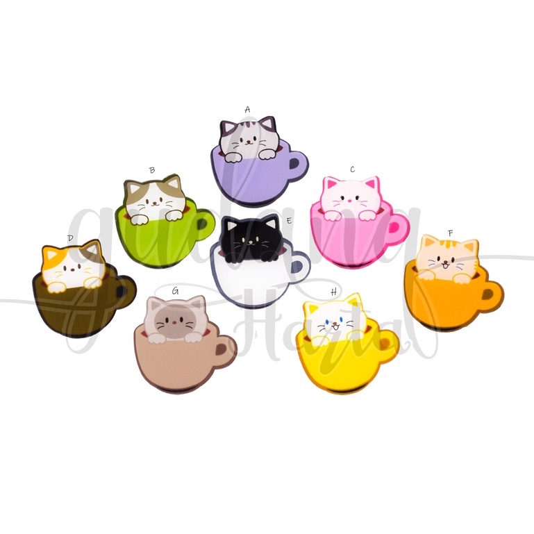 Pin Akrilik Cat In Cup Bros Tas Motif Kucing Didalam Cangkir GH 208493