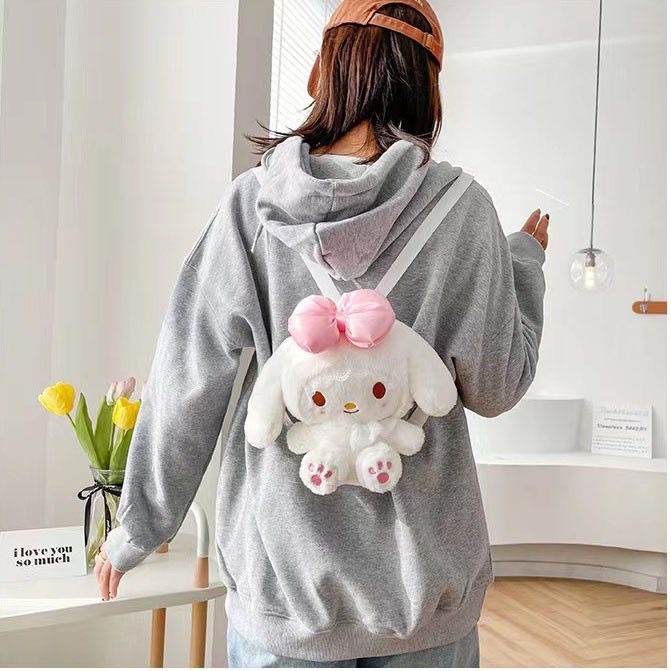 Tas Ransel Wanita Bulu Boneka Sanrio Character Contestants MY MELODY Multifungsi Bisa Ransel + Selempang Perempuan / Backpack Wanita Bulu Empuk Halus Lucu Imut Gemoy Karakter Kartun My Melody