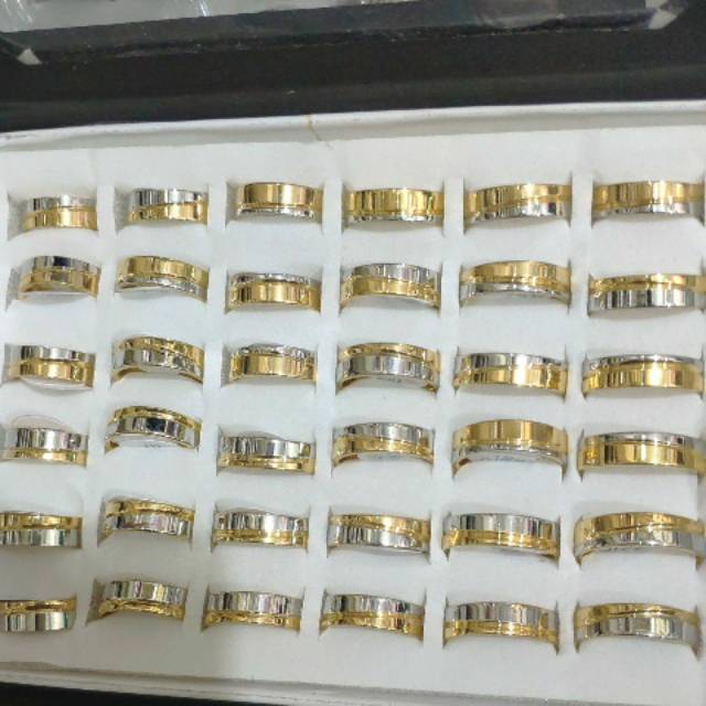 Cincin titsnium isi 36pcs dua warna polos