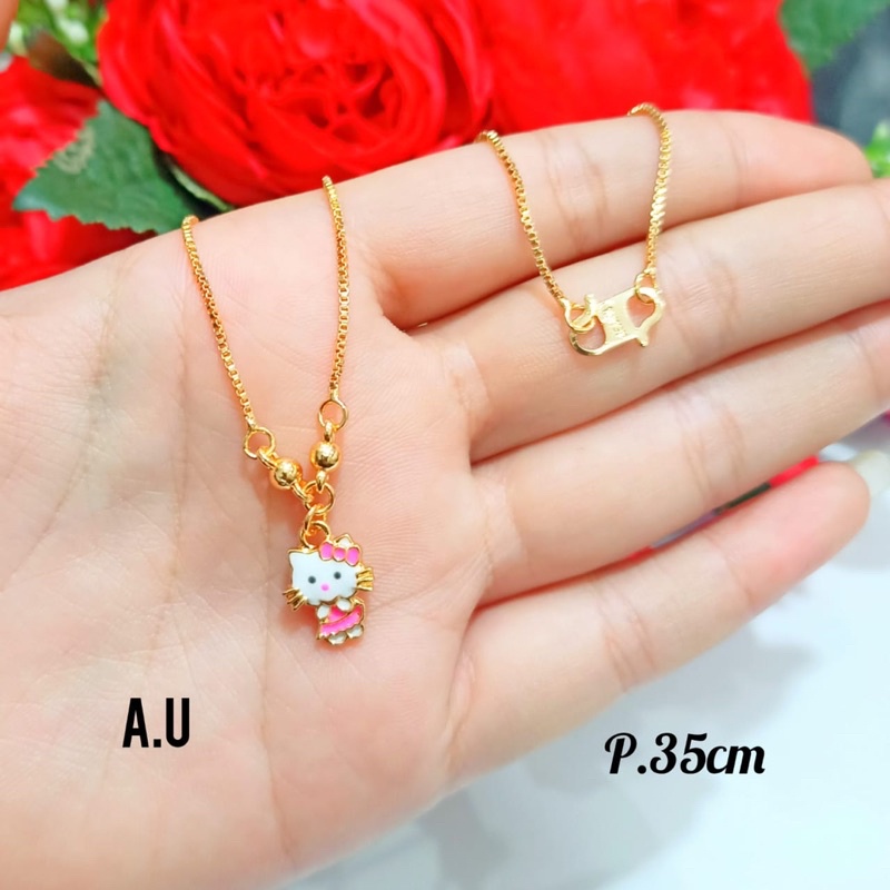 TITANIUM Kalung Xp anak karakter Hello Kity badan pink Gold/ *COD*