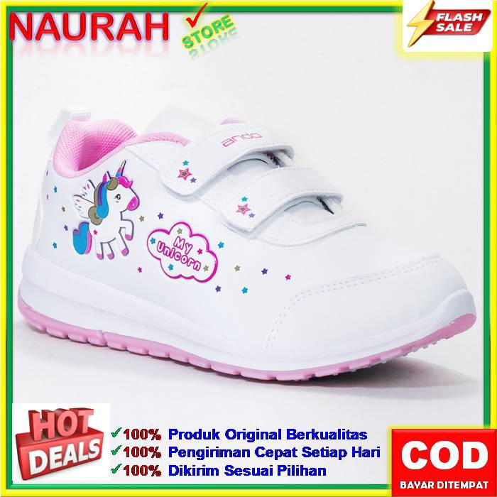 ANDO MINICORN 100% ORIGINAL SNEAKERS ANAK KARAKTER KUDA UNICORN MODEL PEREKAT VELCRO TERBARU 2020