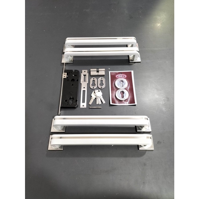 PEGANGAN PINTU RUMAH 33CM 2122 33.07 JMJ PUTIH 2PASANG+BODY+RING KUNCI (G7100@2,D42,D452)