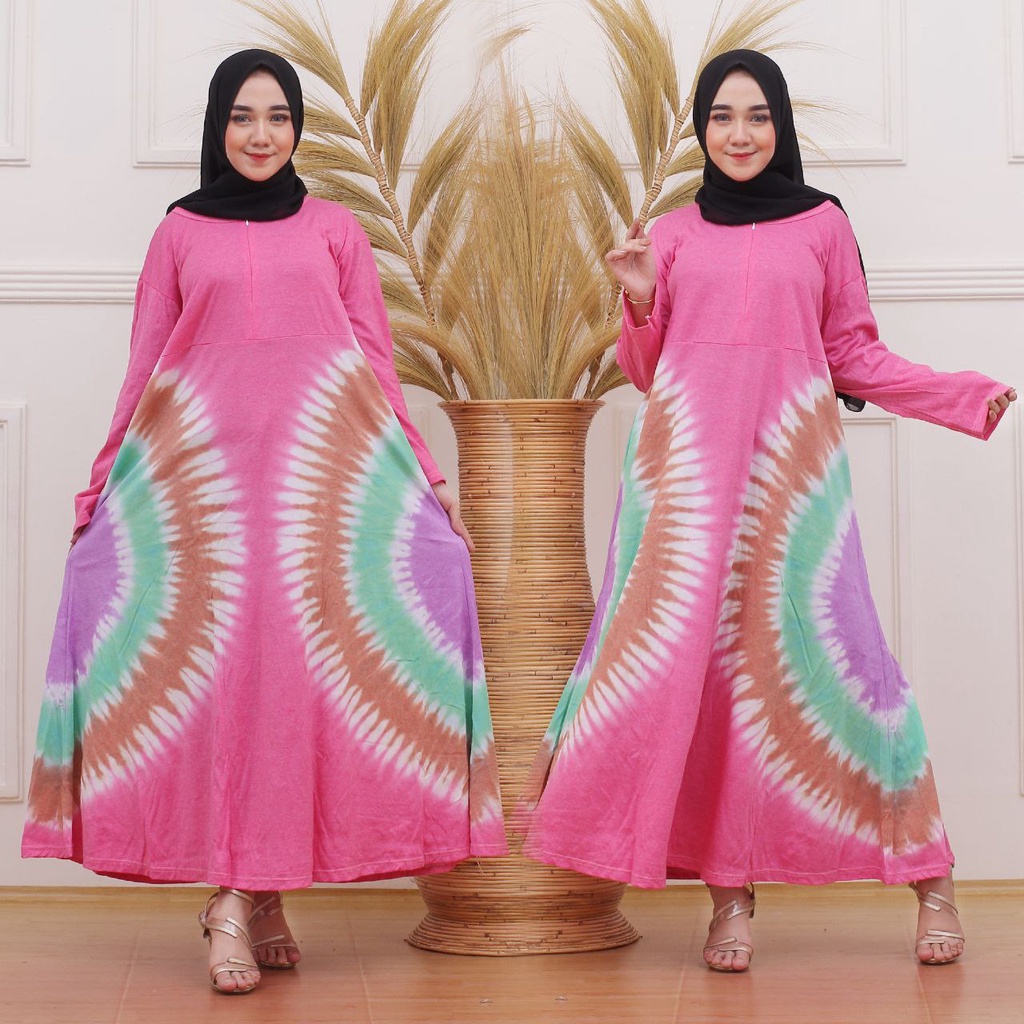 FASHION WANITA KEKINIAN DRESS KAOS PELANGI RESLETING DEPAN BUSUI BUMIL OUTFIT SYARI ADEM MURAH