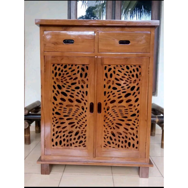Rak sepatu lemari sandal kayu jati furniture Jepara