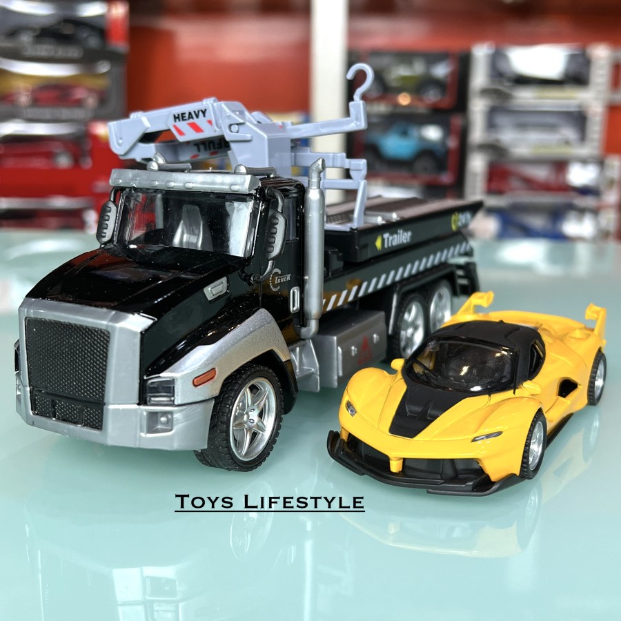 Mainan Mobil Diecast Anak Truk / Truck Pengangkut Mobil Sport SUV