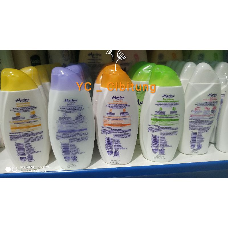 COD Marina Hand &amp; Body Lotion 92/95/100 ml Natural Honey Almond Avocado UV White Hydra Bright Mulberry Lemon Glow Handbody Hijau Ungu Pink Orange Kuning Biru