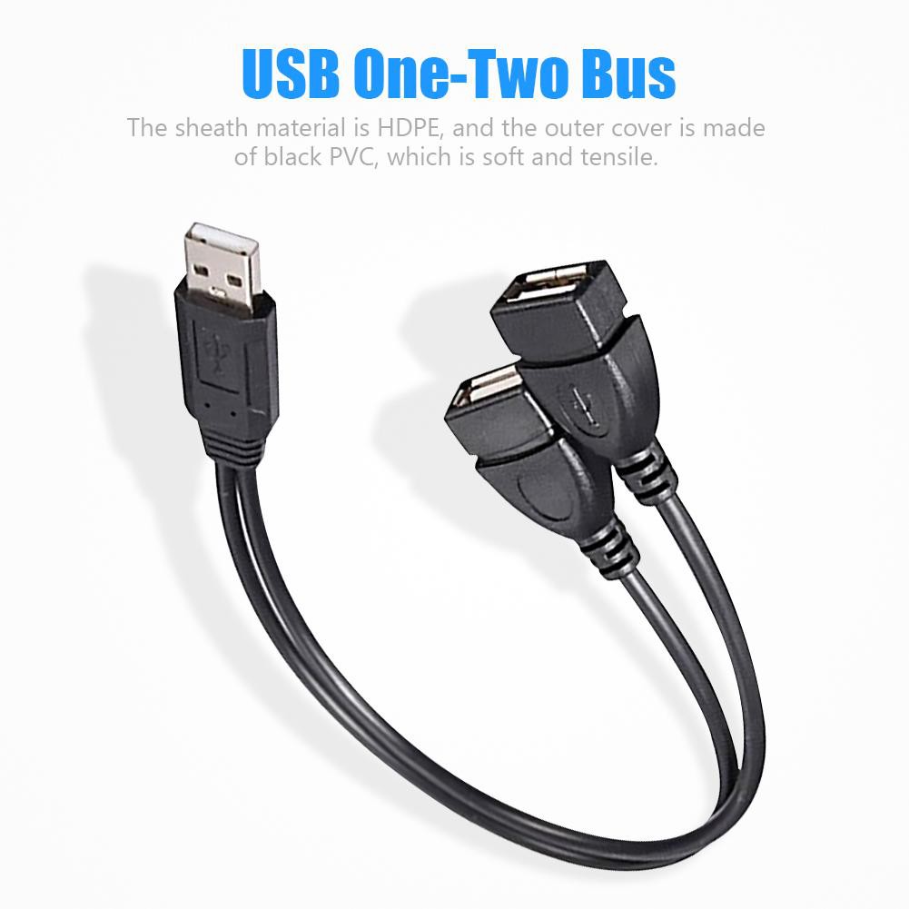 MOJITO 30cm USB2.0 Male to Dual USB Female USB Charging Power Cable Extension Cord