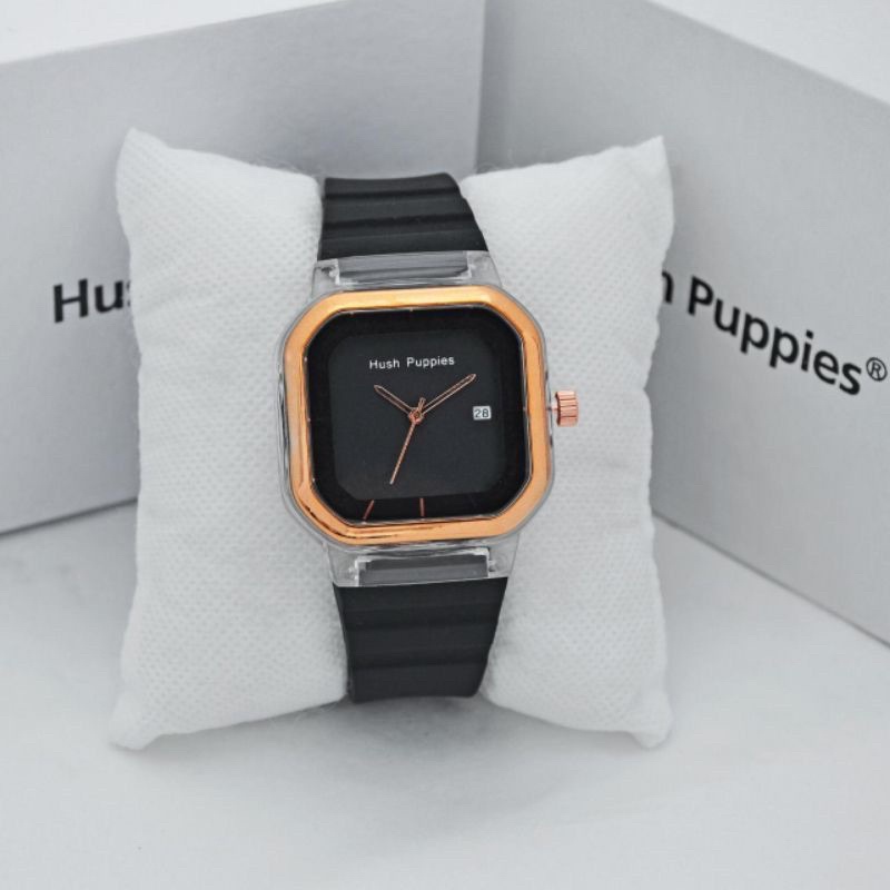 Bisa COD Jam Tangan Hush Puppies Rubber Segi Crono Aktif Free Box Model AC Best Seller