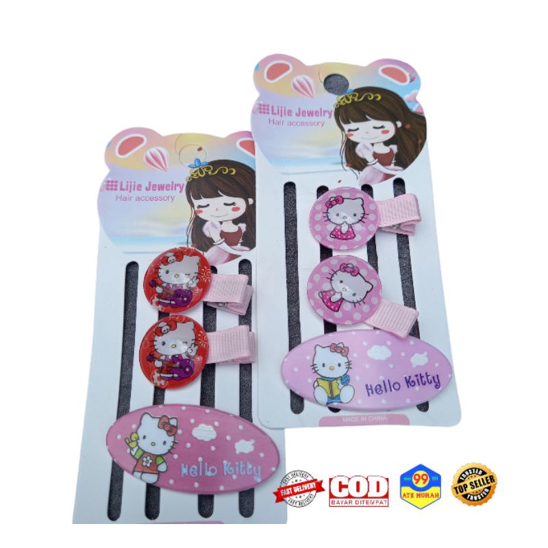 HELLO KITTY isi 3/Jepit rambut/penjepit rambut/tali rambut/aksesoris rambut