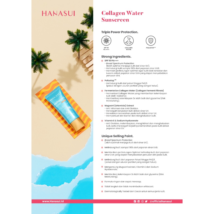 Hanasui Sunscreen Collagen Water SPF 50 PA+++ (Biru)