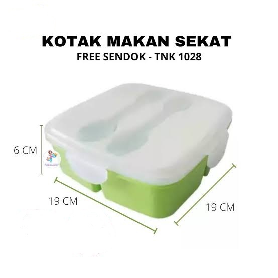 FM - Kotak Makan TNK 1028 Golden Sunkist Lunch Box Kotak Makan Sekat Tutup Dengan Sendok + Garpu