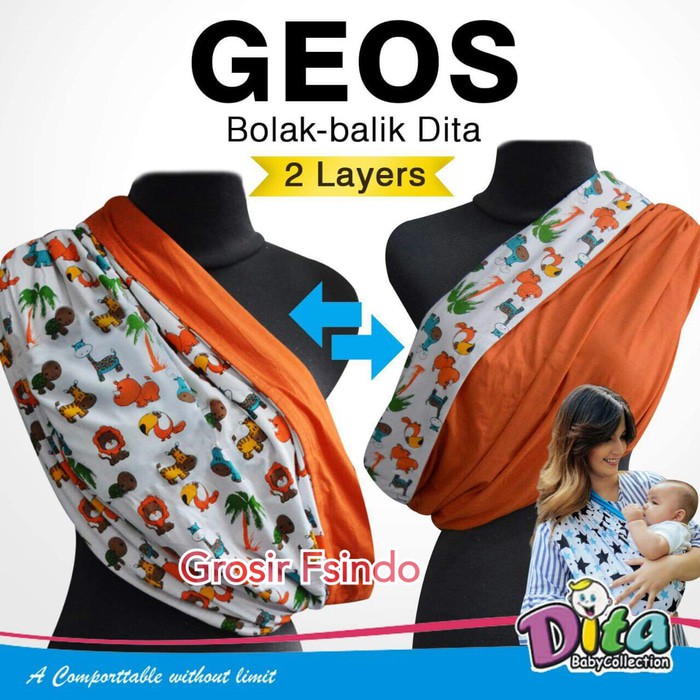 Gendongan dita2 layer/ gendongan kaos/ geos/ gendongan bayi