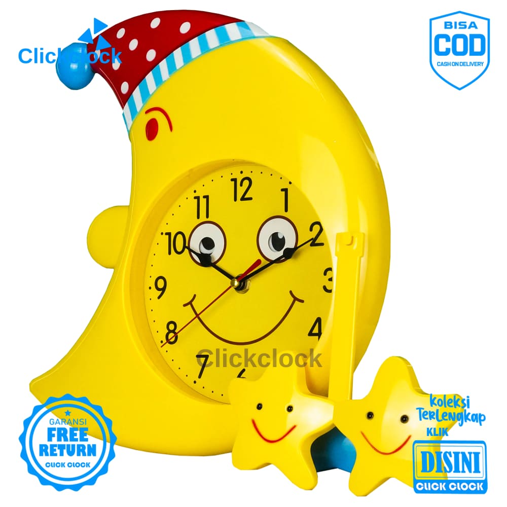 Jam Dinding Pendulum Anak Anak Bulan G15801 Besar Hiasan Dinding Unik