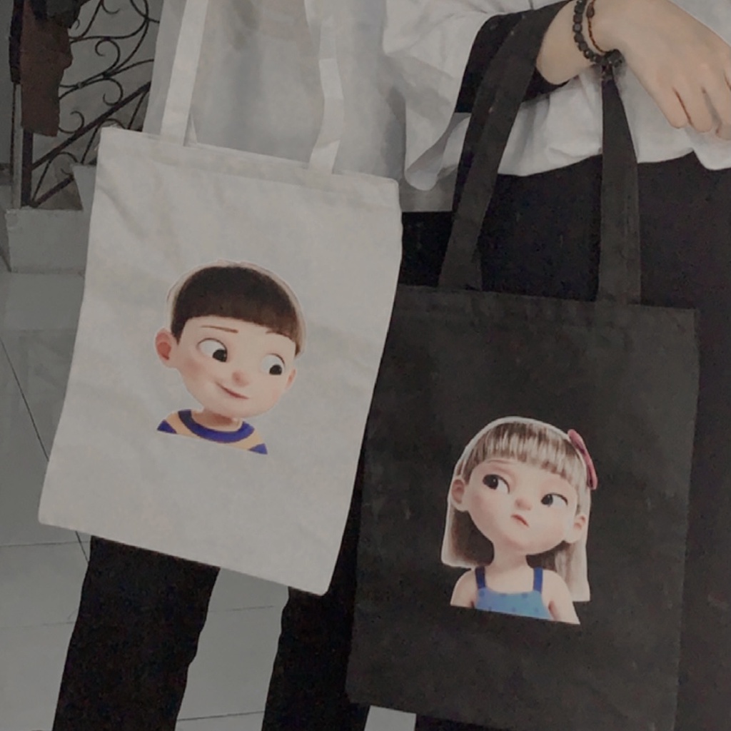 TOTEBAG CARTOON COUPLE