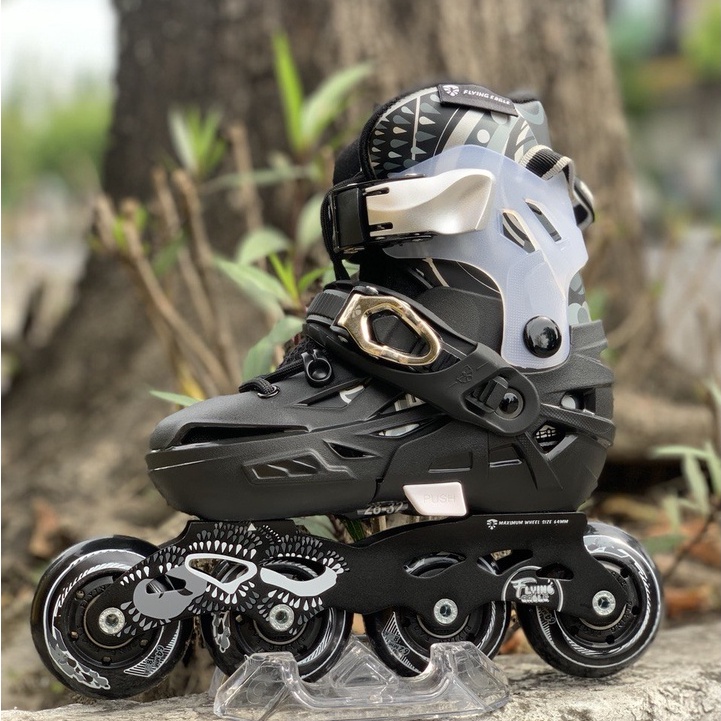 Sepatu Roda Anak Pemula Flying Eagle s6s Hitam Bisa di Setel 5 ukuran