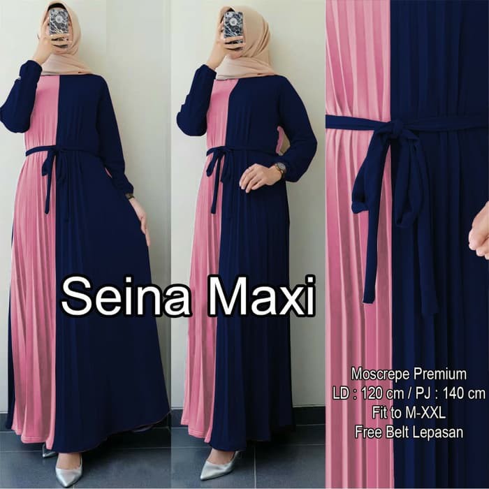 Model Baju Gamis Broka Pesta Muslim Terbaru Di Tahun 2019 2021 Seina Maxy Navy Warna Liat Tang 15pgy Shopee Indonesia