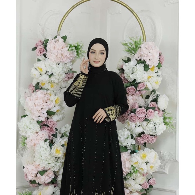 GAMIS SYAR’I ABAYA BORDIR MUMBAI GOLD (BUSUI) CANTIK MURAH COD