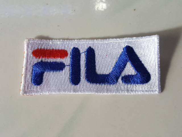 emblem patch bordir fila persegi panjang